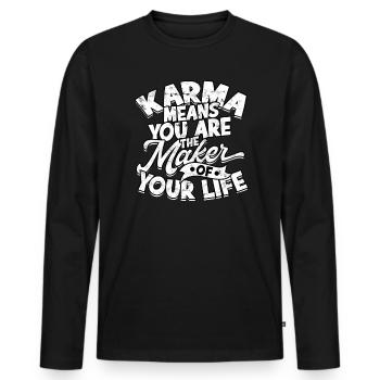 Karma Meditation Fate Gift Idea Gift S - Men's Premium Organic Long Sleeve Shirt - black - Front - Nico (187cm)