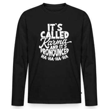 Karma Méditation Destin Idée Cadeau S - T-shirt manches longues Premium bio Homme - noir - Devant - Nico (187cm)