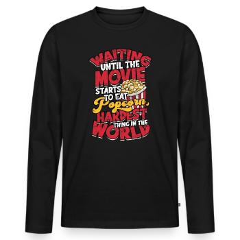 Popcorn Cinema Gift Gift Idea Film Mais Filma - Men's Premium Organic Long Sleeve Shirt - black - Front - Nico (187cm)
