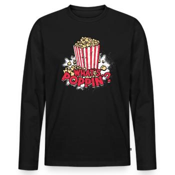 Popcorn Cinema Gift Gift Idea Film Mais Filma - Men's Premium Organic Long Sleeve Shirt - black - Front - Nico (187cm)