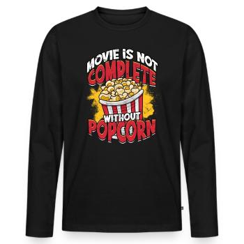 Popcorn Cinema Gift Gift Idea Film Mais Filma - Men's Premium Organic Long Sleeve Shirt - black - Front - Nico (187cm)