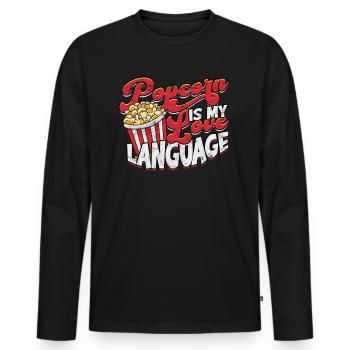 Popcorn Cinema Gift Gift Idea Film Mais Filma - Men's Premium Organic Long Sleeve Shirt - black - Front - Nico (187cm)