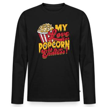 Popcorn Cinema Gift Gift Idea Film Mais Filma - Men's Premium Organic Long Sleeve Shirt - black - Front - Nico (187cm)