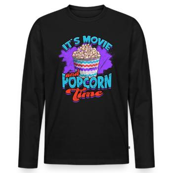 Popcorn Cinema Gift Gift Idea Film Mais Filma - Men's Premium Organic Long Sleeve Shirt - black - Front - Nico (187cm)