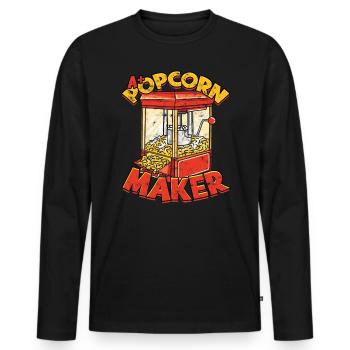 Popcorn Cinema Gift Gift Idea Film Corn Filma - Men's Premium Organic Long Sleeve Shirt - black - Front - Nico (187cm)