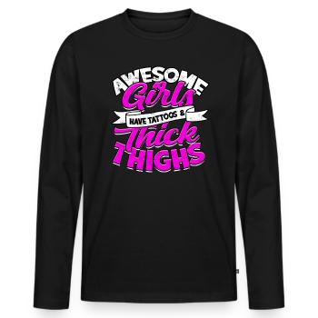 Dick Thick Thighs Thick Thighs Thighs - Men's Premium Organic Long Sleeve Shirt - black - Front - Nico (187cm)