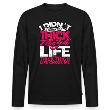 Dick Thick Thighs Thick Thighs Thighs - Men's Premium Organic Long Sleeve Shirt - black - Front - Nico (187cm)
