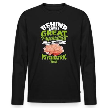 psychiatrist gift therapy gift idea psycholo - Men's Premium Organic Long Sleeve Shirt - black - Front - Nico (187cm)