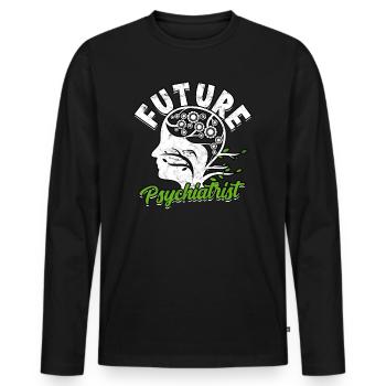 psychiater geschenk therapie geschenkidee psycholo - Männer Premium Bio Langarmshirt - Schwarz - Vorne - Nico (187cm)