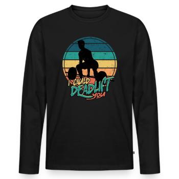 Deadlift Fitlochness Deadlift Gym - T-shirt manches longues Premium bio Homme - noir - Devant - Nico (187cm)