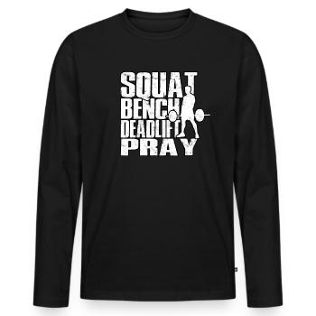 Deadlift Fitlochness Deadlift Gym - T-shirt manches longues Premium bio Homme - noir - Devant - Nico (187cm)