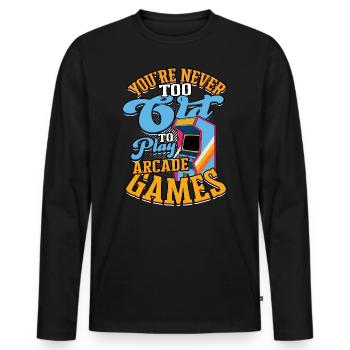 Retro Gamer Video Games Arcade Gaming Pinball Spike - Men's Premium Organic Long Sleeve Shirt - black - Front - Nico (187cm)