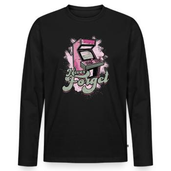 Retro Gamer Video Games Arcade Gaming Pinball Game - Men's Premium Organic Long Sleeve Shirt - black - Front - Nico (187cm)