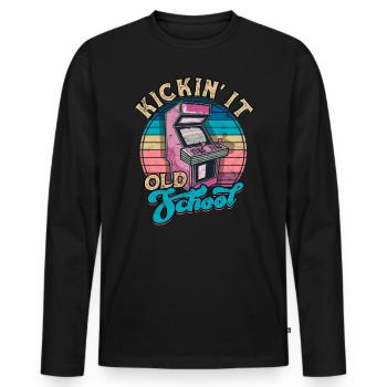 Retro Gamer Jeux vidéo Arcade Gaming Pinball Spike - T-shirt manches longues Premium bio Homme - noir - Devant - Nico (187cm)