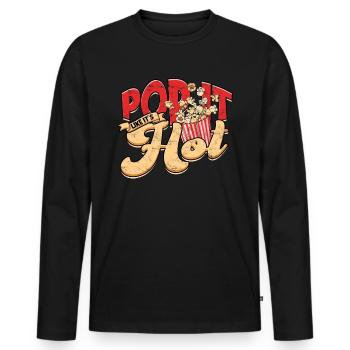 Popcorn Cinema Gift Gift Idea Film Mais Filma - Men's Premium Organic Long Sleeve Shirt - black - Front - Nico (187cm)