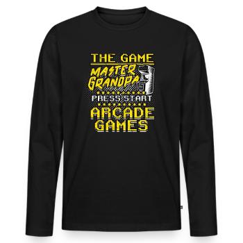 Retro Gamer Video Games Arcade Gaming Pinball Spike - Men's Premium Organic Long Sleeve Shirt - black - Front - Nico (187cm)
