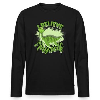 lochlochlochness geschenkidee geschenk - Männer Premium Bio Langarmshirt - Schwarz - Vorne - Nico (187cm)
