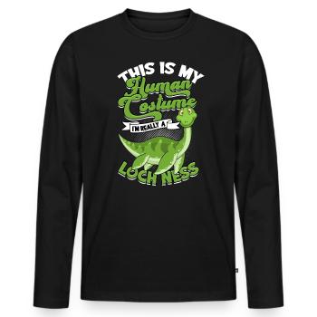 lochlochlochness geschenkidee geschenk - Männer Premium Bio Langarmshirt - Schwarz - Vorne - Nico (187cm)