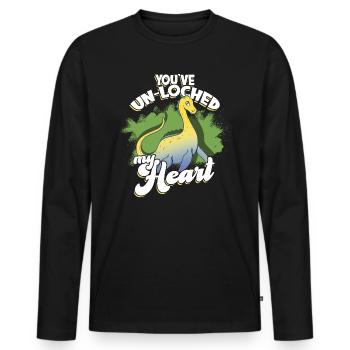 lochlochlochness geschenkidee geschenk - Männer Premium Bio Langarmshirt - Schwarz - Vorne - Nico (187cm)