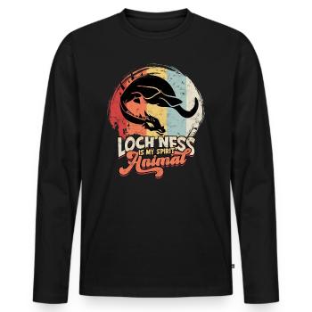 lochlochlochness geschenkidee geschenk - Männer Premium Bio Langarmshirt - Schwarz - Vorne - Nico (187cm)