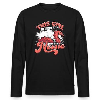 lochlochlochness geschenkidee geschenk - Männer Premium Bio Langarmshirt - Schwarz - Vorne - Nico (187cm)