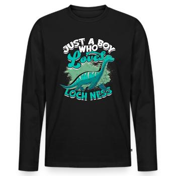 lochlochlochness geschenkidee geschenk - Männer Premium Bio Langarmshirt - Schwarz - Vorne - Nico (187cm)