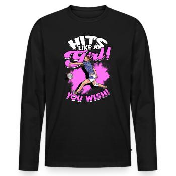 Badminton Girl Spiking Sport Player Spike - Men's Premium Organic Long Sleeve Shirt - black - Front - Nico (187cm)