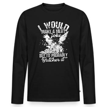 Butcher Fleischwitzschneider Koch Messer Metzgerei - Men's Premium Organic Long Sleeve Shirt - black - Front - Nico (187cm)