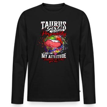 Black Bull Queen April Zodiac Astrology - Men's Premium Organic Long Sleeve Shirt - black - Front - Nico (187cm)