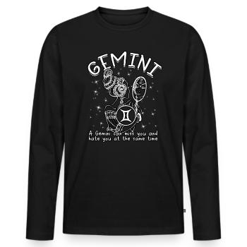 Gemini Nutrition Valeurs Vierges Can Astrologie du zodiaque - T-shirt manches longues Premium bio Homme - noir - Devant - Nico (187cm)