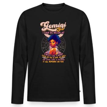Gemini Nutrition Valeurs Vierges Can Astrologie du zodiaque - T-shirt manches longues Premium bio Homme - noir - Devant - Nico (187cm)