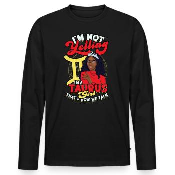 Black Bull Queen April Zodiac Astrology - Men's Premium Organic Long Sleeve Shirt - black - Front - Nico (187cm)