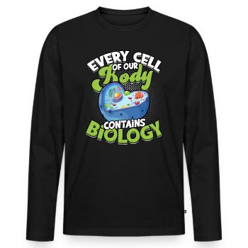 The body contains - Men's Premium Organic Long Sleeve Shirt - black - Front - Nico (187cm)