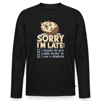 Hedgehog owner hedgehog lover cute animal Hedgie - Men's Premium Organic Long Sleeve Shirt - black - Front - Nico (187cm)
