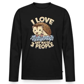 Hedgehog owners Hedgehogs lover cute animal - Men's Premium Organic Long Sleeve Shirt - black - Front - Nico (187cm)