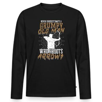 Archery Arrow Hunter Bow Hunting Archer - Men's Premium Organic Long Sleeve Shirt - black - Front - Nico (187cm)