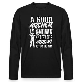 Archery Arrow Hunter Bow Hunting Archer - Men's Premium Organic Long Sleeve Shirt - black - Front - Nico (187cm)