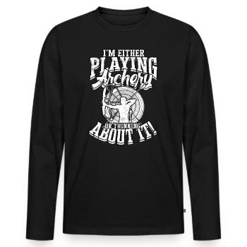 Archery Arrow Hunter Bow Hunting Archer - Men's Premium Organic Long Sleeve Shirt - black - Front - Nico (187cm)