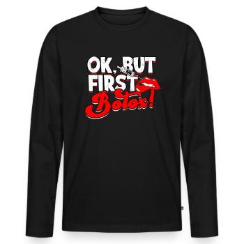 Lip Surgery Fillers Botox Injector - Men's Premium Organic Long Sleeve Shirt - black - Front - Nico (187cm)