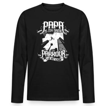 Parkour Dad Freerunning Runner Back Flip Jumping - Men's Premium Organic Long Sleeve Shirt - black - Front - Nico (187cm)