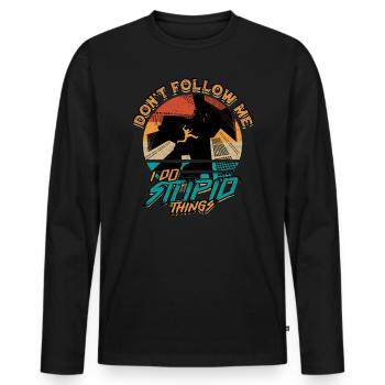 Parkour Freerunning Runner Back Flip Jumping - Men's Premium Organic Long Sleeve Shirt - black - Front - Nico (187cm)