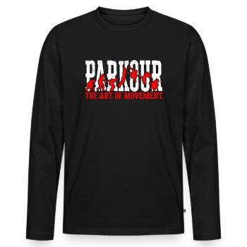 Parkour Freerunning Runner Back Flip Jumping - Men's Premium Organic Long Sleeve Shirt - black - Front - Nico (187cm)