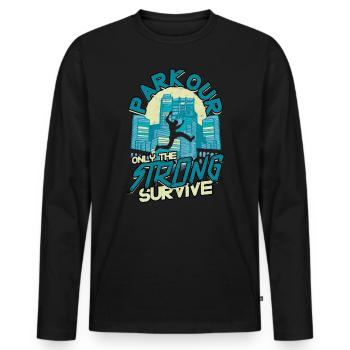 Parkour Freerunning Runner Back Flip Jumping - Men's Premium Organic Long Sleeve Shirt - black - Front - Nico (187cm)