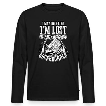 Rockhounder Rockhounding Géologue Rockhound Rockhound - T-shirt manches longues Premium bio Homme - noir - Devant - Nico (187cm)