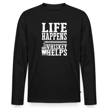 Irish Whisky Scotch Trinker Alkohol trinken - Männer Premium Bio Langarmshirt - Schwarz - Vorne - Nico (187cm)