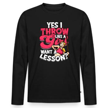 Speer werfen Girl Track and Fieldwerwer - Männer Premium Bio Langarmshirt - Schwarz - Vorne - Nico (187cm)