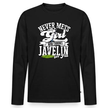 Speer werfen Girl Track and Fieldwerwer - Männer Premium Bio Langarmshirt - Schwarz - Vorne - Nico (187cm)