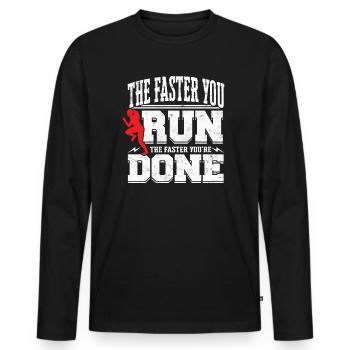 Track and Field Runner Athelitcs Running Sport Run - Männer Premium Bio Langarmshirt - Schwarz - Vorne - Nico (187cm)