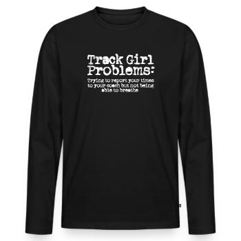 Leichtathletik -Mädchen Athelitcs Running Sport - Männer Premium Bio Langarmshirt - Schwarz - Vorne - Nico (187cm)