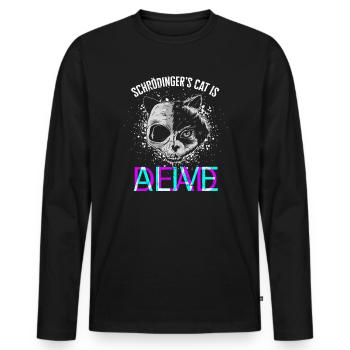 Schrodinger's cat lives dead quantum physics - Men's Premium Organic Long Sleeve Shirt - black - Front - Nico (187cm)